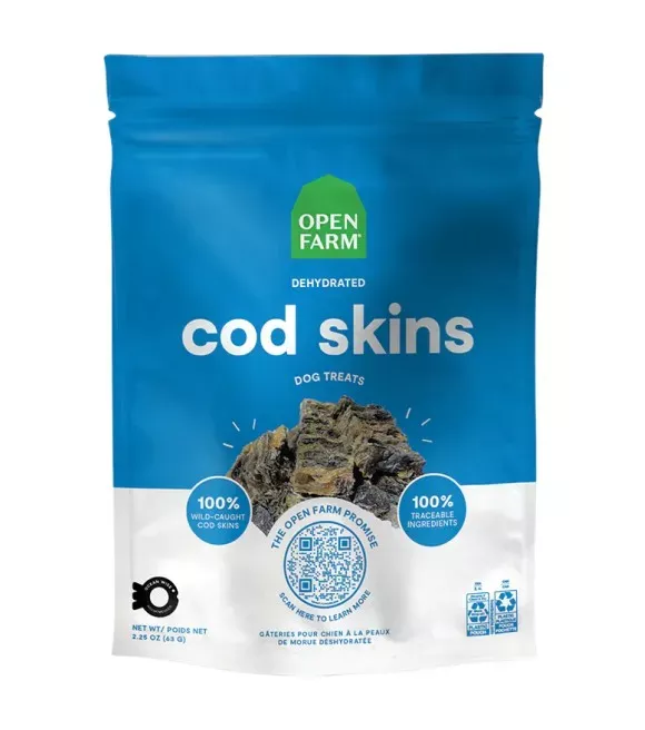 open-farm-dehydrated-cod-skin-dog-treats-2-25-oz Open Farm, Dehydrated Cod Skin Dog Treats, 2.25 oz