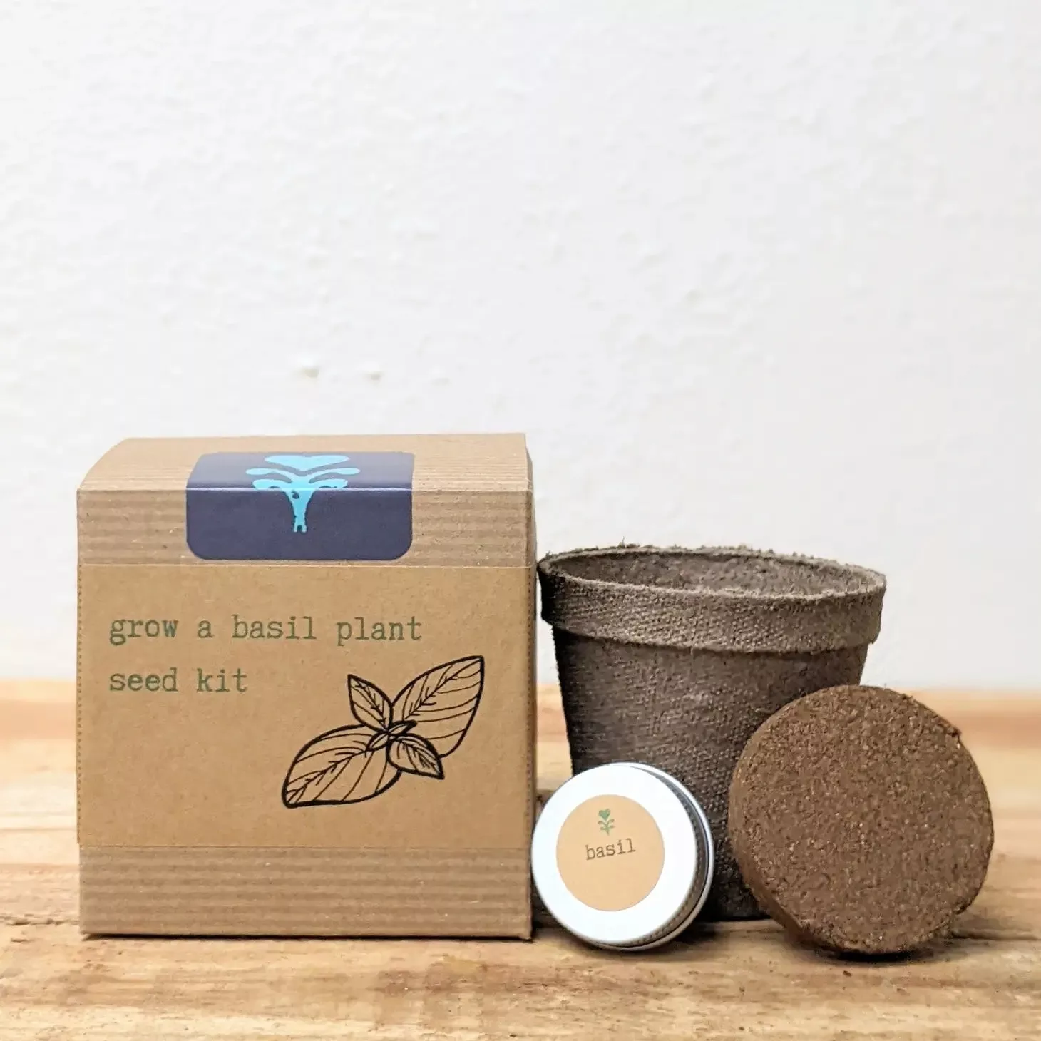 Organic Basil Growing Kit w. Planters, Soil Pod & Organic Basil Seeds (Get Growing)