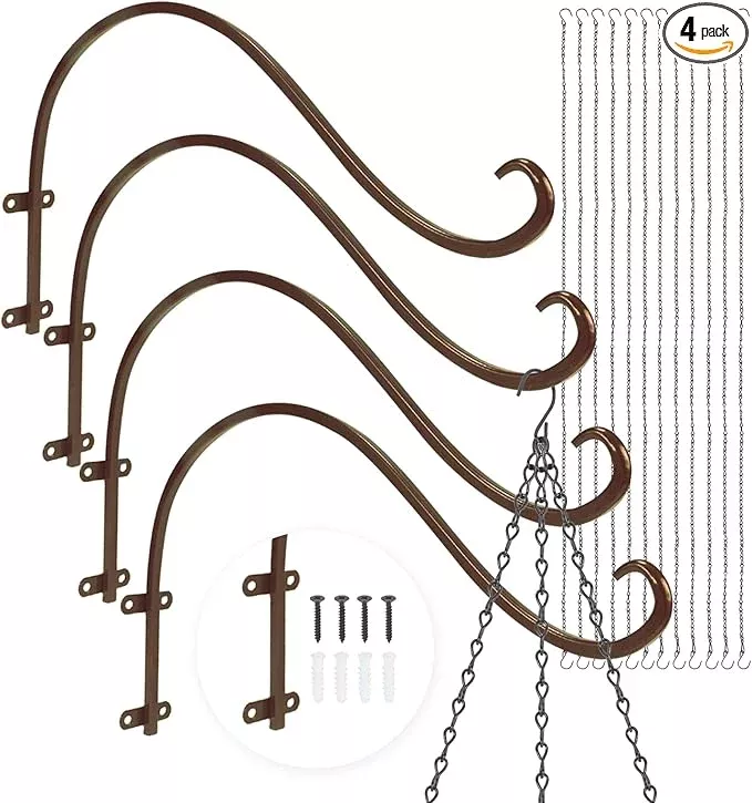 plant-hangers-outdoor-4-pack-16-inch-plant-hooks-wall-metal-plants-hanging-brack Plant Hangers Outdoor, 4 Pack 16 Inch Plant Hooks for Wall Metal Plants Hanging Bracket for Bird Feeder, Flower Baskets, Wind Chimes, Lanterns, Indoor Outdoor, Bronze