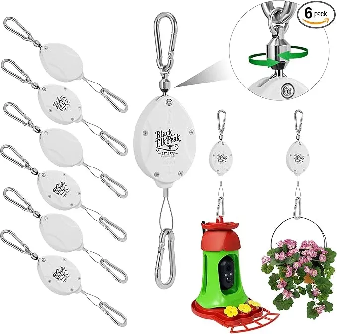 plant-pulleys-hanging-plants-heavy-duty-retractable-hangers-304-stainless-steel- Plant Pulleys for Hanging Plants, Heavy Duty Retractable Hangers, 304 Stainless Steel Rope, Auto Plant Holder, Adjustable Climbing Hook for Garden Baskets Watering, or Bird Feeders (Black-4)