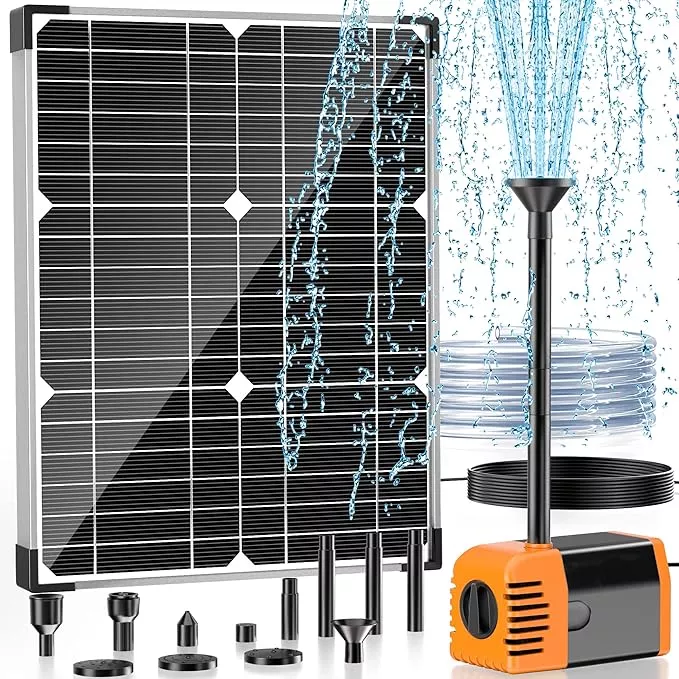 poposoap-20w-solar-water-pump-solar-powered-water-pump-outdoor-with-320gph-solar POPOSOAP 20W Solar Water Pump, Solar Powered Water Pump Outdoor with 320GPH Solar Pump, 7 Sprayers, 16.4ft Cable, 6.6ft Tubing for Outdoor Pond, Fish Tank and Garden Water Features