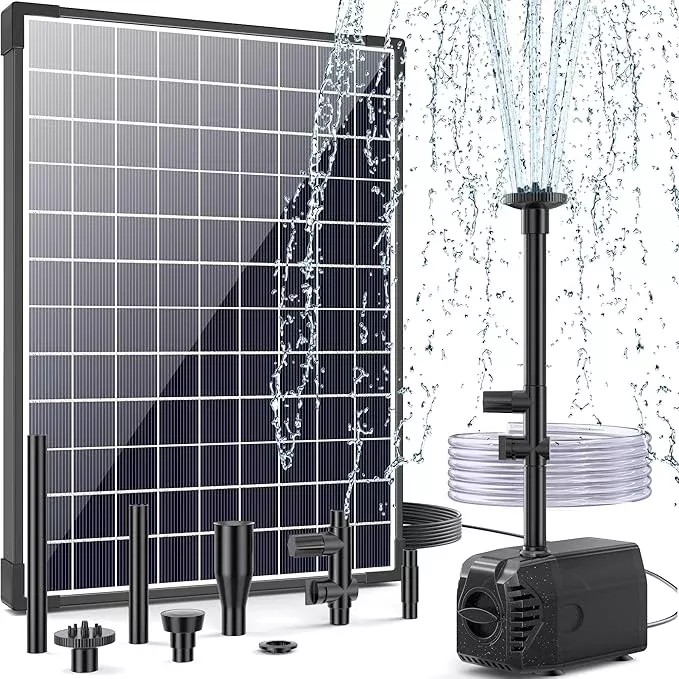 poposoap-25w-solar-water-fountain-pump-solar-water-pump-with-flow-adjustable-sol POPOSOAP 25W Solar Water Fountain Pump, Solar Water Pump with Flow Adjustable, Solar Pond Pump Pump with Dry-Run Protection & Diverter Valve for Ponds, Garden, Fish Tank, Waterfall, Hydroponics