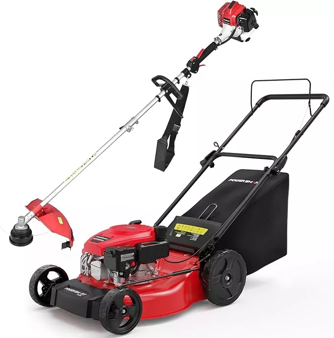 powersmart-21-inch-144cc-gas-push-lawn-mower-16-inch-25-4cc-string-trimmer-edger PowerSmart 21-Inch 144cc Gas Push Lawn Mower & 16-Inch 25.4cc String Trimmer/Edger with 10-Inch Brush Cutter for Grass Cutting