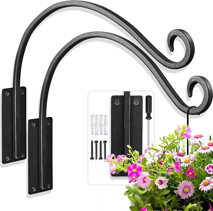 qiang-ni-heavy-duty-plant-hanger-outdoor-16-inch-hanging-plant-hooks-outside-bas Qiang Ni Heavy-Duty Plant Hanger Outdoor: 16-Inch Hanging Plant Hooks for Outside Baskets - 2 Pieces Wall Mount Plant Bracket for Bird Feeder