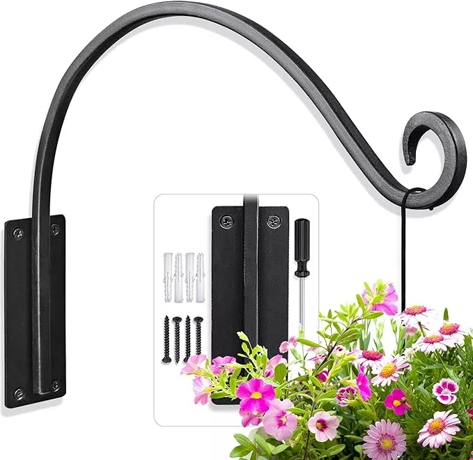 qiang-ni-heavy-duty-plant-hanger-outdoor-hanging-plant-hook-outside-basket-16-in Qiang Ni Heavy-Duty Plant Hanger Outdoor: Hanging Plant Hook for Outside Basket - 16-Inch Wall Mount Plant Bracket for Bird Feeder