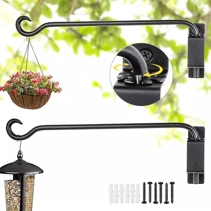qiang-ni-swivel-plant-hanger-bracket-bird-feeder-hanger-outdoor-wall-mount-16-b- Qiang Ni Swivel Plant Hanger Bracket: Bird Feeder Hanger for Outdoor Wall Mount (16 - B, 16 Inch)