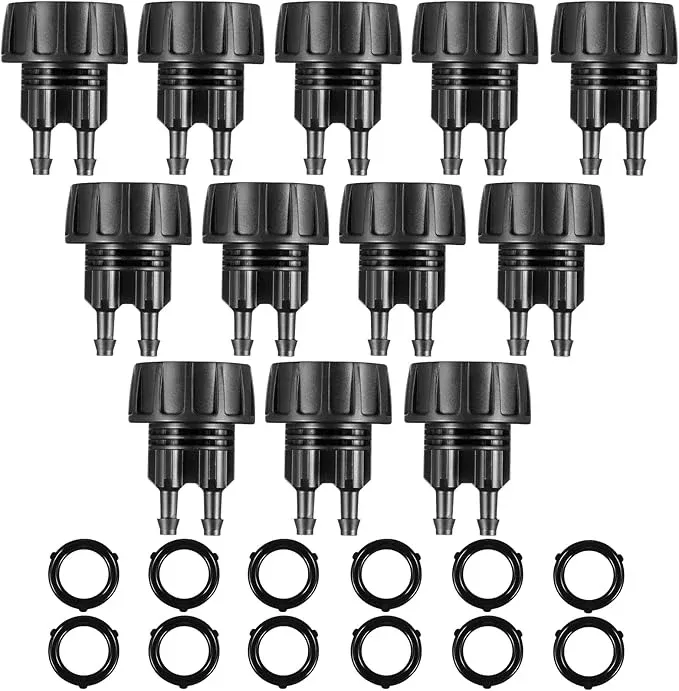 retisee-12-pcs-1-4-inch-drip-irrigation-hose-connectors-to-3-4-inch-garden-fauce Retisee 12 Pcs 1/4 Inch Drip Irrigation Hose Connectors to 3/4 Inch Garden Faucet Adapter Drip Irrigation System Convert 3/4 to 1/4 Drip Hose Fittings with 12 Washers for Garden Irrigation