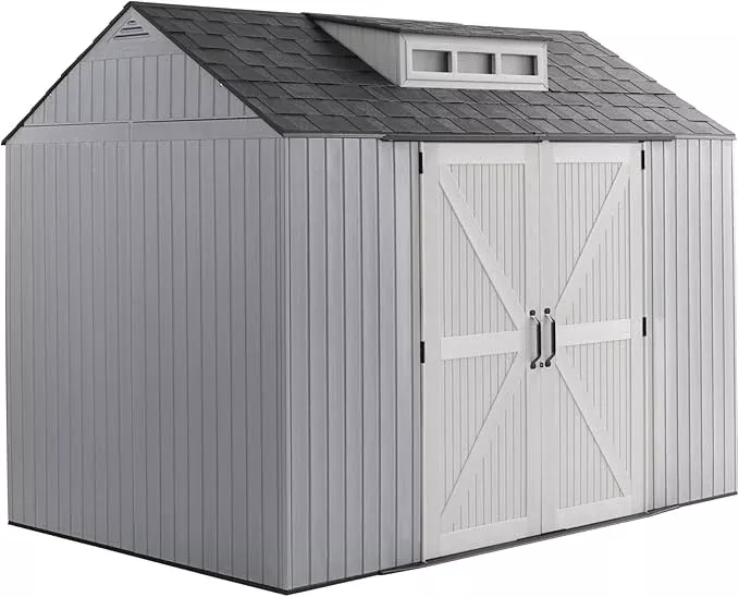 rubbermaid-extra-large-resin-outdoor-storage-shed-with-floor-7-x-10-ft-weather-r Rubbermaid Extra Large Resin Outdoor Storage Shed With Floor (7 x 10 Ft.), Weather Resistant, Brown, Organization for Home/Lawn Mower/Backyard Equipment/Bike Storage/Pool Supplies