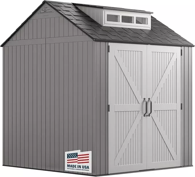 rubbermaid-resin-outdoor-storage-shed-with-floor-7-x-7-ft-weather-resistant-gray Rubbermaid Resin Outdoor Storage Shed With Floor (7 x 7 Ft) Weather Resistant Gray Organization for Home/Backyard/Garden Tools/Lawn Mower/Bike Storage/Pool Supplies