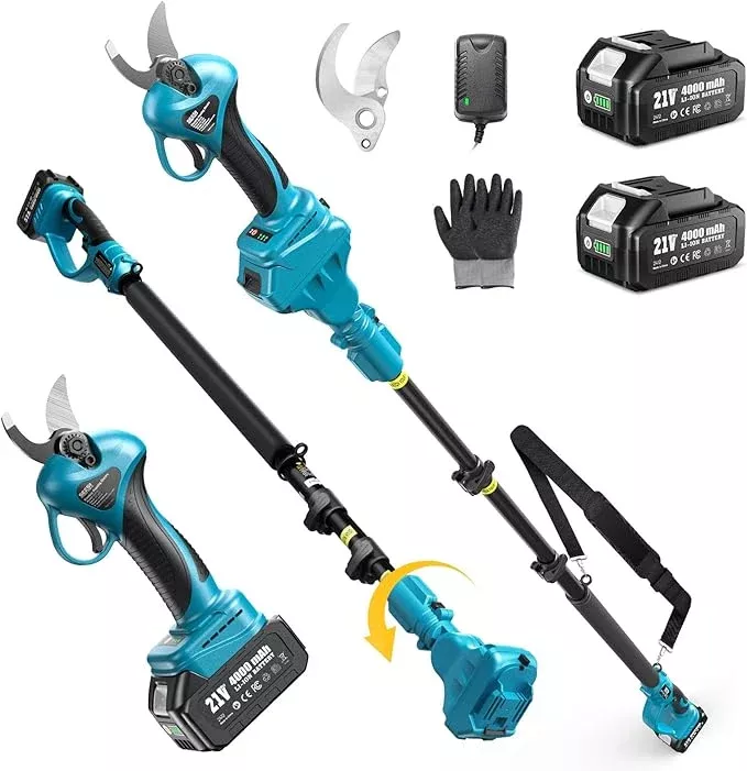 seesii-2-in-1-cordless-electric-pruning-shears-with-pole-15ft-reach-1-2-cutting- Seesii 2-in-1 Cordless Electric Pruning Shears with Pole, 15Ft Reach, 1.2" Cutting Diameter, 21V 2x 4000mAh Batteries, Battery Powered Tree Pruner with Brushless Motor for Efficient Branch Trimming