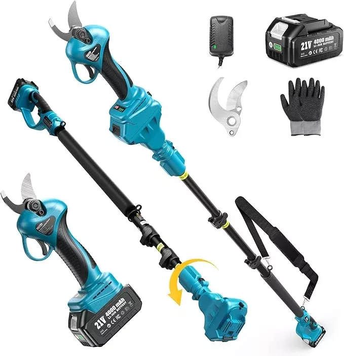 seesii-2-in-1-electric-pruning-shears-with-pole-15ft-reach-1-2-cutting-diameter- Seesii 2-in-1 Electric Pruning Shears with Pole, 15Ft Reach, 1.2" Cutting Diameter, 21V 4000mAh Battery, Cordless Pruner with Brushless Motor for Orchard, Flower, Branch, Tree Trimming