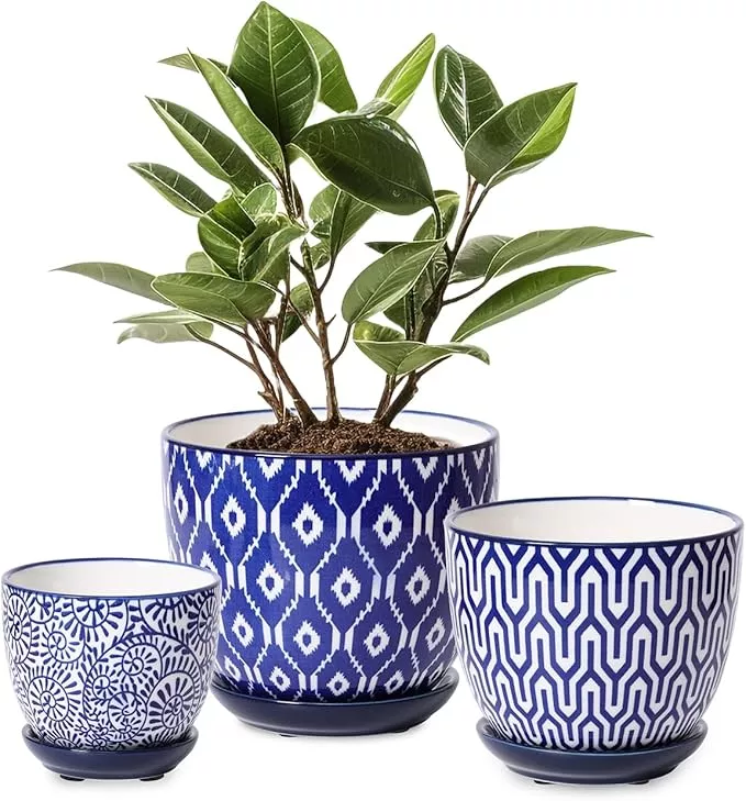selamica-ceramic-plant-pots-indoor-flower-pots-indoor-plants-3-5-4-6-5-5-planter Selamica Ceramic Plant Pots, Indoor Flower Pots for Indoor Plants, 3.5+4.6+5.5 Planters with Drainage Hole & Saucer, Set of 3, Home Decor, Assorted Colors