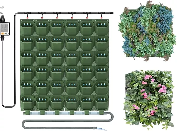 self-watering-wall-planter-with-36-pots-vertical-garden-planter-indoor-plants-wa Self Watering Wall Planter with 36 Pots, Vertical Garden Planter for Indoor Plants, Wall Mounted planters Hanging Flower Herbs Vegetables for Garden (36POTS with Irrigation System)