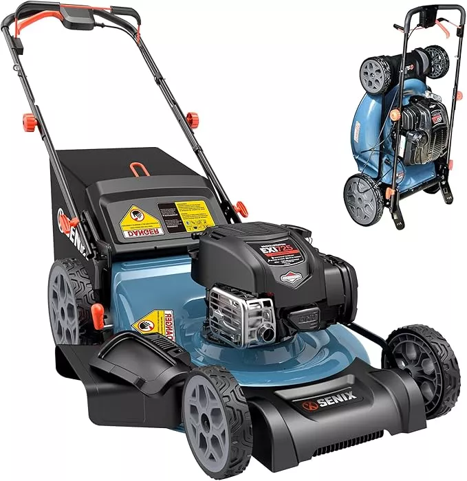 senix-lssg-h2-22-inch-self-propelled-gas-lawn-mower-with-163-cc-4-cycle-engine-3 SENIX LSSG-H2 22-Inch Self Propelled Gas Lawn Mower with 163 cc 4-Cycle Engine, 3-in-1 Rear Wheel Drive Variable Speed Lawnmower, 6-Position Height Adjustment