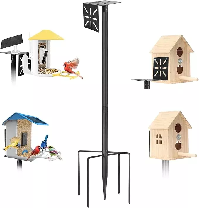 smart-bird-feeder-pole-heavy-duty-adjustable-3-6-6ft-universal-birdhouse-stand-m Smart Bird Feeder Pole-Heavy Duty Adjustable 3-6.6ft Universal Birdhouse Stand Mount for Backyard&Outdoor Bird Houses/Cameras (80'Pole)
