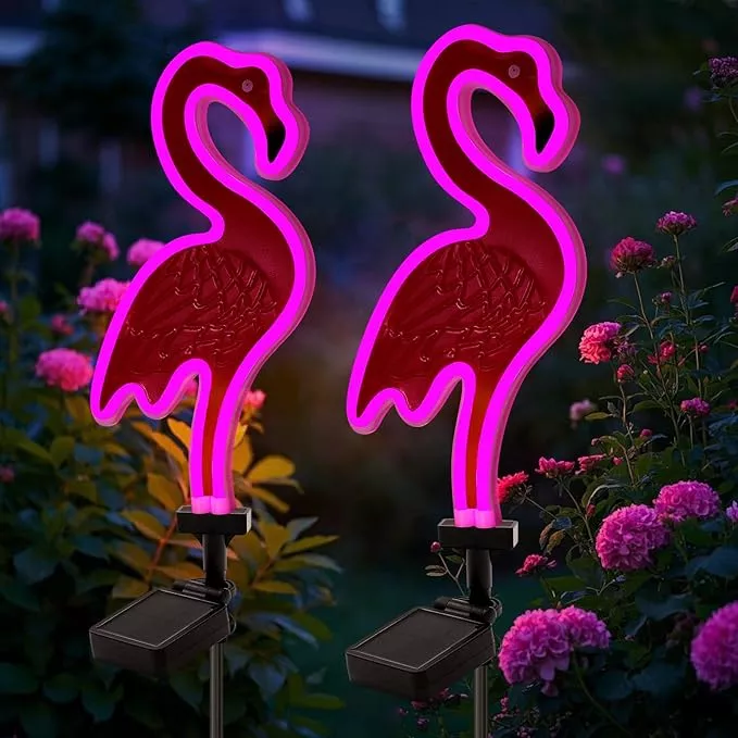 solar-flamingo-pink-neon-light-2pack-42-inch-metal-garden-stake-lights-flamingo- Solar Flamingo Pink Neon Light - 2Pack 42 inch Metal Garden Stake Lights, Flamingo Gifts for Women Path Lighting for Yard Lawn Patio Walkway Decor