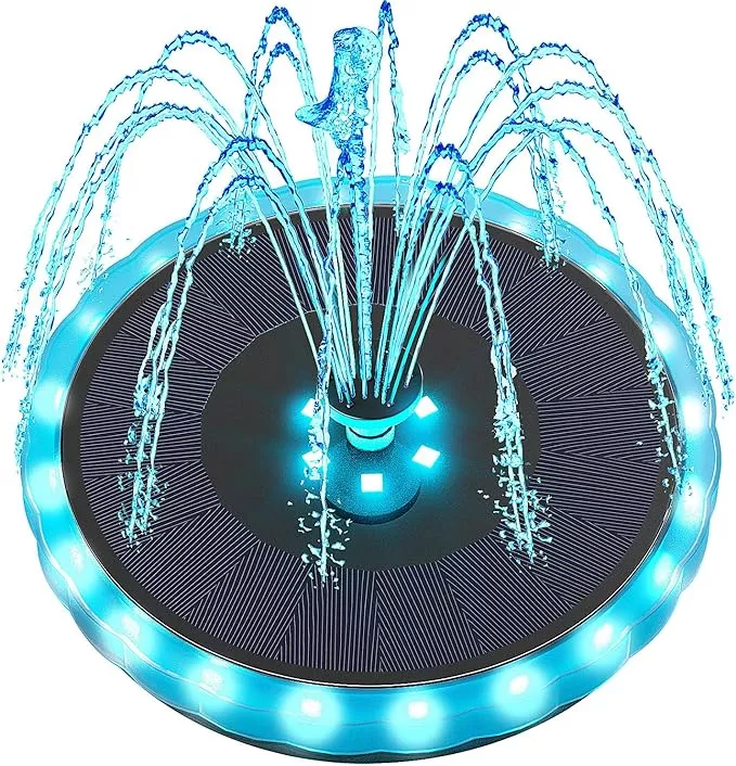 solar-fountain-matte-panel-with-4000-mah-battery-4w-bird-bath-fountains-solar-po Solar Fountain Matte Panel with 4000 mAH Battery, 4W Bird Bath Fountains Solar Power with 8 Nozzles, Floating Solar Fountain Pump for Bird Bath, Garden, Pond, Outdoor (Color Change)