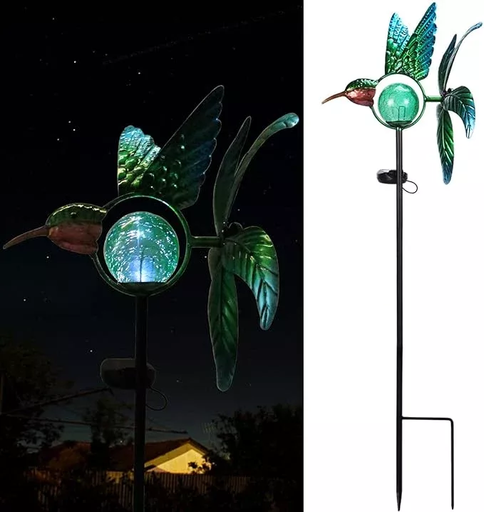 solar-lights-outdoor-garden-hummingbird-solar-garden-stakes-light-decorative-win Solar Lights Outdoor Garden Hummingbird Solar Garden Stakes Light Decorative Wind Spinner Pathway Light for Yard Decor Green