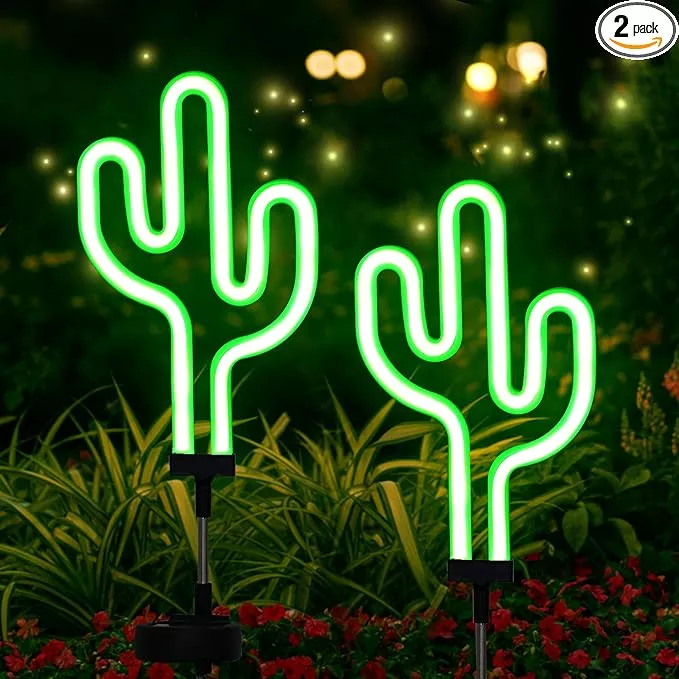 sunkite-cactus-solar-garden-stake-lights-outdoor-waterproof-neon-lights-garden-y SunKite Cactus Solar Garden Stake Lights - Outdoor Waterproof Neon Lights for Garden, Yard, Lawn, Pathway, Patio, Backyard (2 Pack)