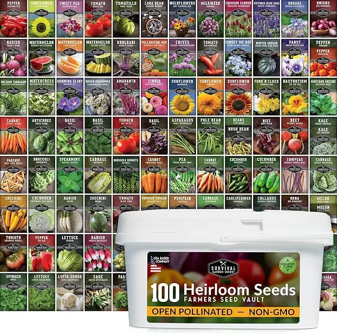 survival-garden-seeds-farmer-seed-vault-100-packets-non-gmo-heirloom-vegetable-f Survival Garden Seeds Farmer Seed Vault - 100 Packets Non-GMO Heirloom Vegetable, Fruits, Herb Seed Varieties for Planting a Victory Garden - Plant & Grow Survival Food - Emergency Preparedness Gear