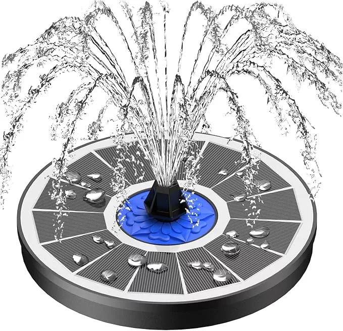 szmp-solar-fountain-upgrade-3-5w-solar-powered-bird-bath-fountains-with-flower-o SZMP Solar Fountain Upgrade, 3.5W Solar Powered Bird Bath Fountains with Flower, Outdoor Water Feature Solar Pump with 7-in-1 Nozzles, 4 Fixed Pipes for Humingbirds, Garden, Pool, Pond, and Fish Tank