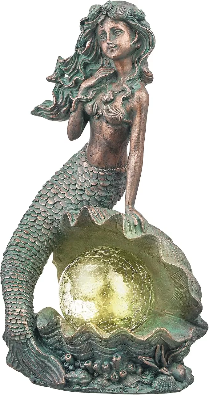 teresa-s-collections-mermaid-garden-statues-with-solar-outdoor-lights-outdoor-de TERESA'S COLLECTIONS Mermaid Garden Statues with Solar Outdoor Lights for Outdoor Decor, Bronze Patina Fairy Sculptures & Statues Christmas Decorations, Garden Decor Gifts for Mom Yard Decor, 13"