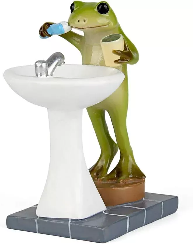 tfro-cile-frog-garden-statue-decor-miniature-animal-figurine-outdoor-fairy-brush Tfro & Cile Frog Garden Statue Decor Miniature Animal Figurine Outdoor Fairy Brushing Teeth Sculpture for Bathroom - 3.3 Inch Height