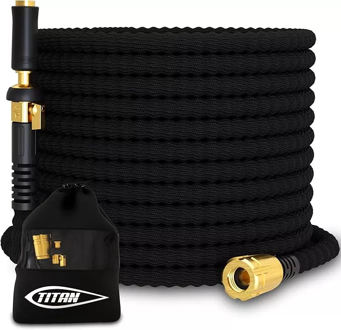 titan-flexible-garden-hose-10ft-ultra-lightweight-heavy-duty-water-hose-with-bra TITAN Flexible Garden Hose 10FT – Ultra Lightweight, Heavy Duty Water Hose with Brass Fittings & Jet Nozzle – Kink-Free, Non-Expanding, Durable Fabric Hose for Yard, Lawn, Car Wash, Outdoor Use