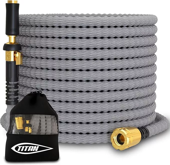 titan-flexible-garden-hose-30ft-ultra-lightweight-heavy-duty-water-hose-with-bra TITAN Flexible Garden Hose 30FT – Ultra Lightweight, Heavy Duty Water Hose with Brass Fittings & Jet Nozzle – Kink-Free, Non-Expanding, Durable Fabric Hose for Yard, Lawn, Car Wash, Outdoor Use