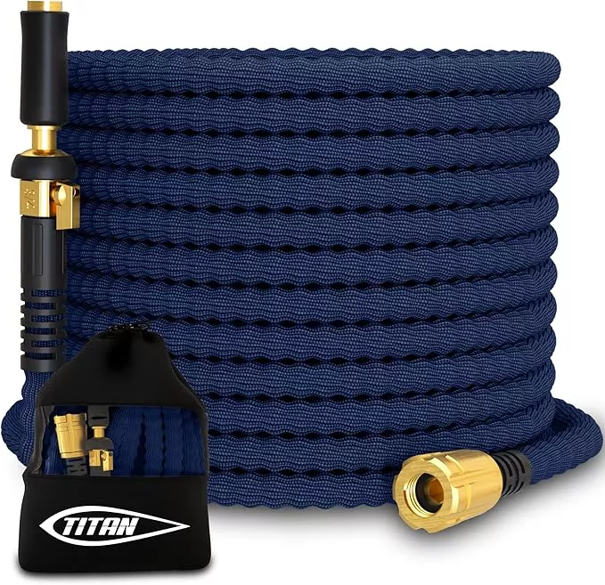 titan-flexible-garden-hose-65ft-ultra-lightweight-heavy-duty-water-hose-with-bra TITAN Flexible Garden Hose 65FT – Ultra Lightweight, Heavy Duty Water Hose with Brass Fittings & Jet Nozzle – Kink-Free, Non-Expanding, Durable Fabric Hose for Yard, Lawn, Car Wash, Outdoor Use