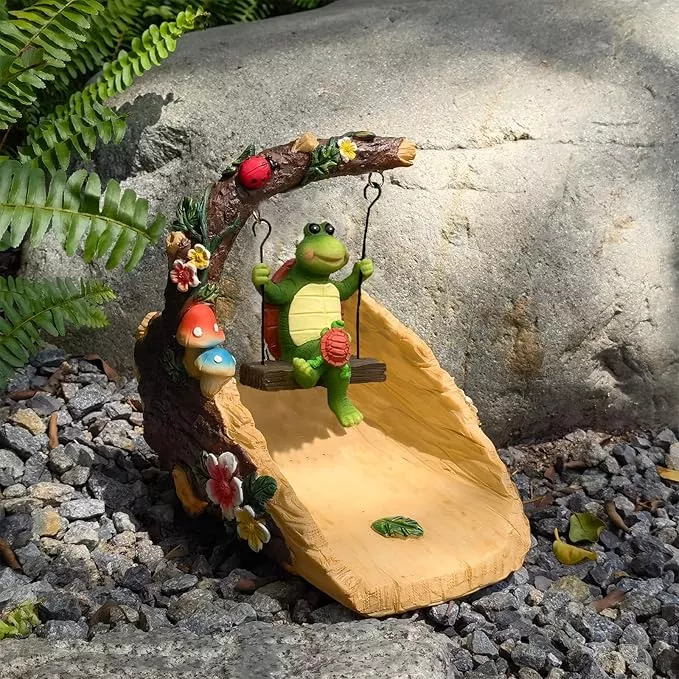 tortoise-on-swing-gutter-downspout-extension-decoration-rain-downspout-diverter- Tortoise On The Swing Gutter Downspout Extension Decoration,Rain Downspout Diverter Garden Statue,Decorative Gutter Extension,Downspout Splash Block,Animal Resin Statue Outdoor Décor