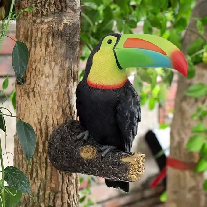 toucan-tree-hugger-tree-decor-hanging-garden-statue-11-4-inches-high-multicolor- Toucan Tree Hugger Tree Decor Hanging Garden Statue 11.4 Inches High Multicolor Resin Tropical Animal Lawn Exotic Bird Sculpture Tree Decoration for Lawn Porch Yard Patio (Style2)
