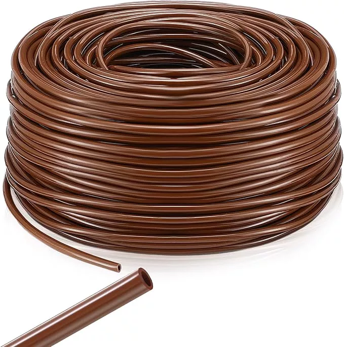 treela-328-ft-drip-irrigation-hose-1-4-inch-blank-distribution-tubing-drip-irrig Treela 328 ft Drip Irrigation Hose 1/4 Inch Blank Distribution Tubing Drip Irrigation Tubing Water Hose for Garden Flower Bed Greenhouse Flower Patio Lawn (Brown)