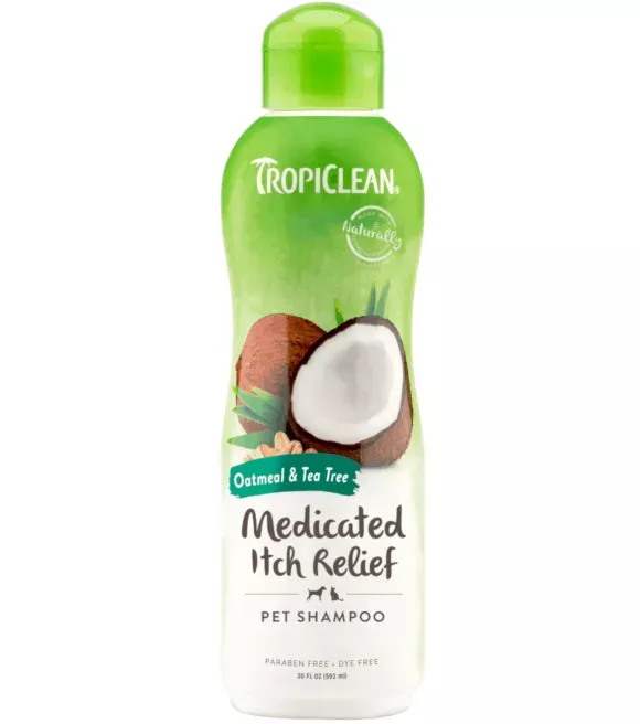 Tropiclean, Oatmeal & Tea Tree Medicated Itch Relief Pet Shampoo, 20 oz