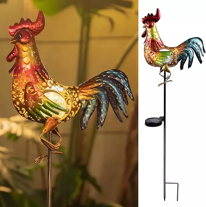 tryme-rooster-solar-lights-outdoor-decorative-garden-statue-gifts-chicken-lovers Tryme Rooster Solar Lights Outdoor Decorative Garden Statue Gifts for Chicken Lovers Women Mother Metal Yard Art for Lawn