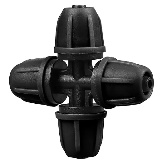 upgraded-1-4-drip-irrigation-cross-fittings-24-pieces-leak-free-lock-barbed-4-wa Upgraded 1/4" Drip Irrigation Cross Fittings:24 Pieces Leak Free Lock Barbed 4 Way Tee Connectors for 1/4 Inch Irrigation Tubing Quick Connect Parts for Garden Landscape System