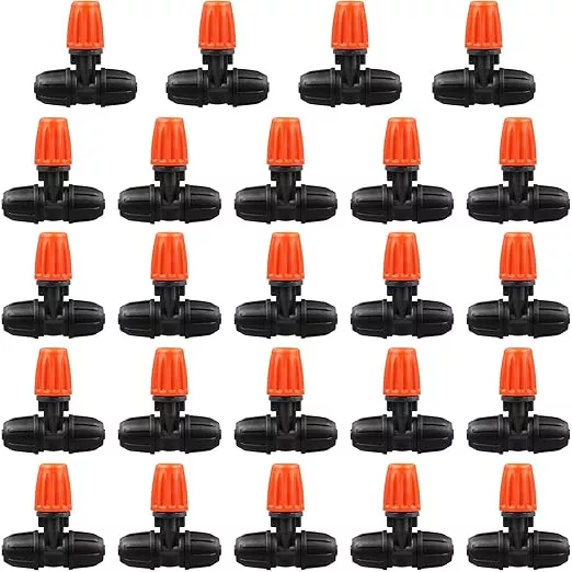 Upgraded Three-Way Atomizing Nozzle for 1/4 Inch Irrigation Tubing, 24 Pcs Adjustable Micro Spray Irrigation Emitters with Integrated 1/4 Inch Tee Fittings for Misting Watering System