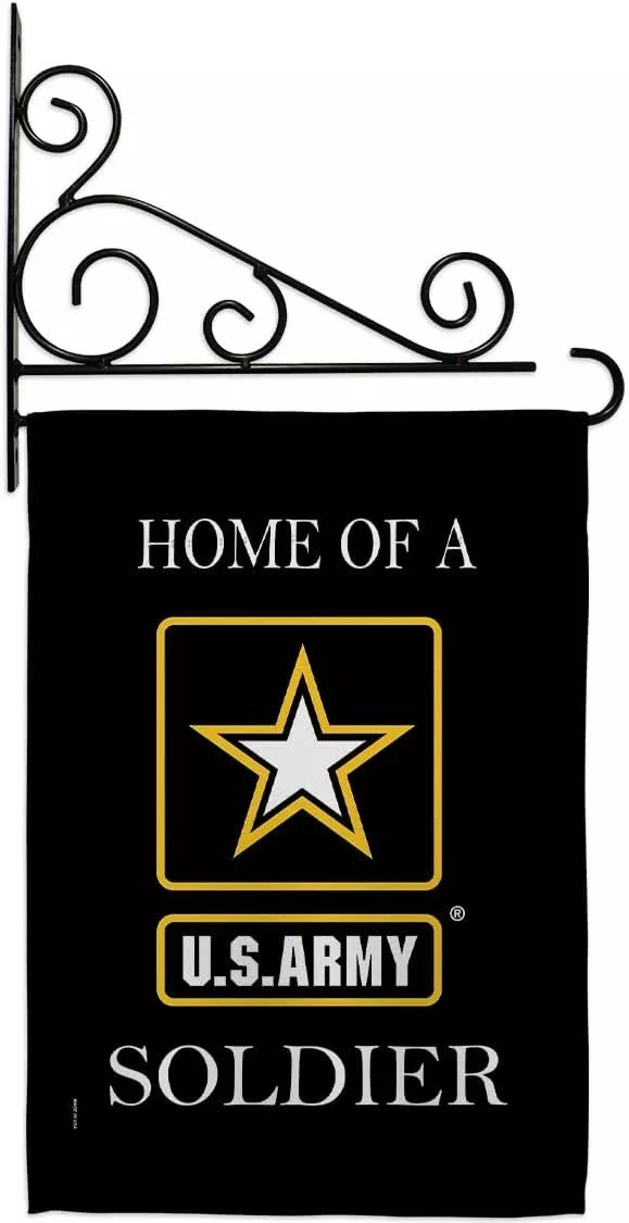 us-army-army-soldier-garden-flag-set-wall-holder-armed-forces-rangers-united-sta US Army Army Soldier Garden Flag Set Wall Holder Armed Forces Rangers United State American Military Veteran Retire Official House Decoration Banner Small Yard Lawn Proch, 13 x 18.5 inch, Made In USA