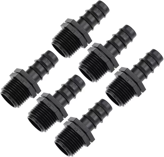 uxcell-barb-drip-pipe-connector-1-2-bspt-male-thread-16pe-hose-fitting-garden-ag uxcell Barb Drip Pipe Connector 1/2 BSPT Male Thread 16PE Hose Fitting for Garden Agricultural Irrigation System, Plastic 10pcs