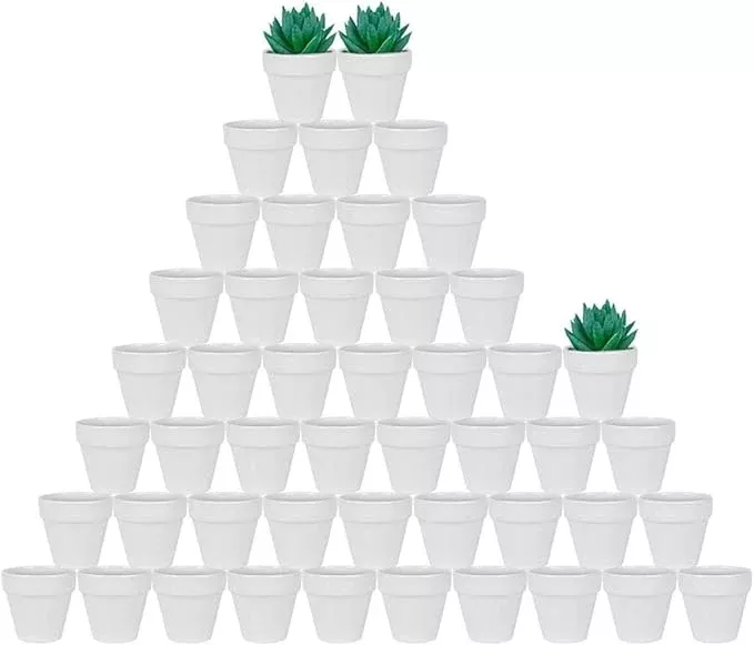 vensovo-48-pcs-2-tiny-ceramic-plant-pots-with-drainage-hole-white-small-mini-cer vensovo 48 Pcs 2" Tiny Ceramic Plant Pots with Drainage Hole - White Small Mini Ceramic Pottery Planter Ideal for Indoor/Outdoor Plants, Crafts, Wedding Favors