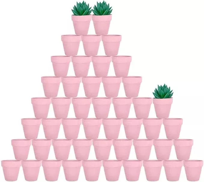 vensovo-48-pcs-2-tiny-terracotta-terra-cotta-pots-with-drainage-peach-pink-small vensovo 48 Pcs 2" Tiny Terracotta & Terra Cotta Pots with Drainage - Peach Pink Small Mini Clay Ceramic Pottery Planter Ideal for Indoor/Outdoor Plants, Crafts, Wedding Favors