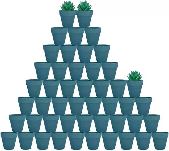 vensovo-48-pcs-2-tiny-terracotta-terra-cotta-pots-with-drainage-steel-blue-small vensovo 48 Pcs 2" Tiny Terracotta & Terra Cotta Pots with Drainage - Steel Blue Small Mini Clay Ceramic Pottery Planter Ideal for Indoor/Outdoor Plants, Crafts, Wedding Favors
