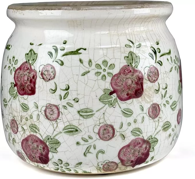 vintage-red-ceramic-ice-crack-flower-pot-with-drainage-holes-country-rustic-plan Vintage Red Ceramic Ice Crack Flower Pot with Drainage Holes, Country Rustic Planters for Indoor and Outdoor,Tuscan Decor,Home,Living Room, Garden Decor, Gardening Gift