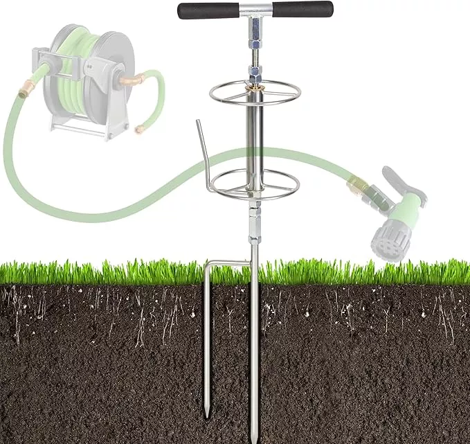 walensee-32-garden-hose-guide-spike-right-angle-hose-pulling-stand-heavy-duty-me Walensee 32" Garden Hose Guide Spike Right Angle Hose Pulling Stand, Heavy Duty Metal Hose Reel for Garden Corner Auxiliary Watering Hose Reel, Lawn & Garden Watering Equipment, Plant Flower Protector