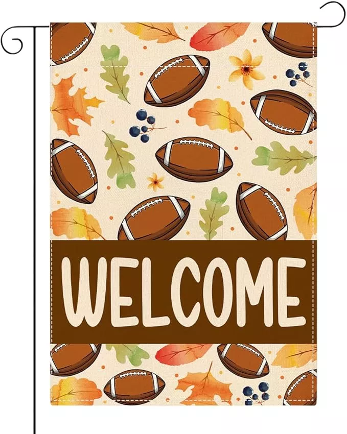 welcome-fall-garden-flag-autumn-football-garden-flag-12x18-inch-double-sided-fal Welcome Fall Garden Flag Autumn Football Garden Flag 12x18 inch Double Sided Fall Maple Leaves Seasonal Flags for Yard Outside Lawn Patio (Flay 1802)