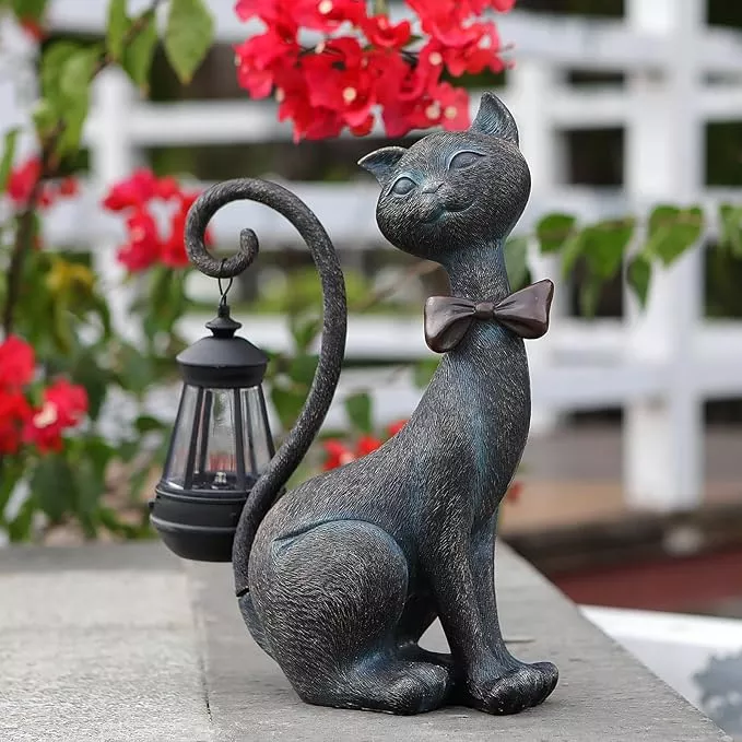 whimsical-outdoor-cat-statues-with-solar-garden-lantern-cat-garden-statues-outsi Whimsical Outdoor Cat Statues with Solar Garden Lantern:Cat Garden Statues for Outside Decor Clearance,Outdoor Figurine for Yard Art Lawn Ornaments Patio Balcony Home House - Valentines Birthday Gifts