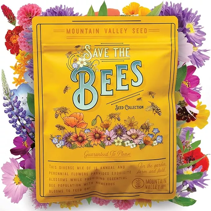 wildflower-seeds-bulk-2-oz-80-000-seeds-save-bees-mix-with-19-non-gmo-varieties- Wildflower Seeds Bulk, 2 Oz. 80,000+ Seeds – Save The Bees Mix with 19 Non-GMO Varieties – Bee Friendly & Pollinator Wildflower Seed for Planting