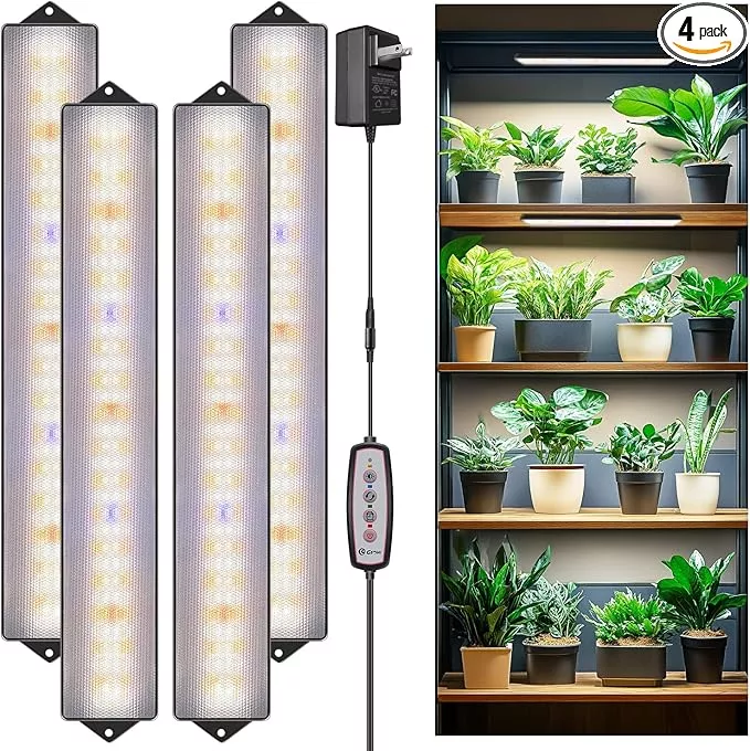 wolezek-grow-light-strips-indoor-plants-420-leds-full-spectrum-plant-light-indoo wolezek Grow Light Strips for Indoor Plants, 420 LEDs Full Spectrum Plant Light for Indoor Growing with Upgared 4/8/12/16H Auto Timer, Grow Lamp Bar for Seedling Succulent, 13.8 Inches, 4 Pack