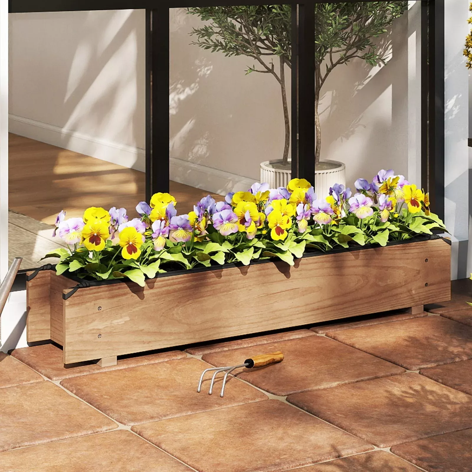 wooden-raised-garden-bed-with-drainage-holes-vegetable-flower-herb-succulent Wooden Raised Garden Bed with Drainage Holes for Vegetable Flower Herb Succulent