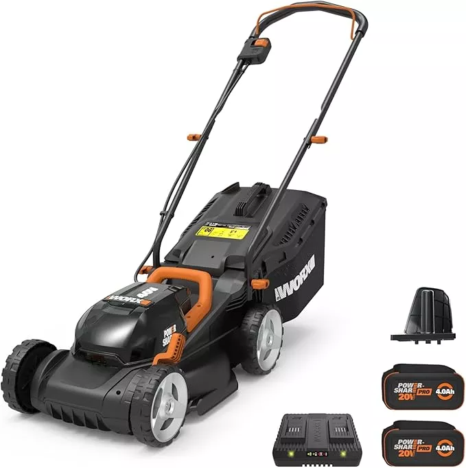 worx-40v-14-cordless-lawn-mower-small-yards-2-in-1-electric-mower-cuts-quietly-c WORX 40V 14" Cordless Lawn Mower for Small Yards, 2-in-1 Electric Mower Cuts Quietly, Compact & Lightweight Push Lawn Mower with 6-Position Height Adjustment WG779 – 2 Batteries & Charger Included